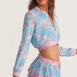 LoveShackFancy Cropped Bomber Jacket in Under the Sea
